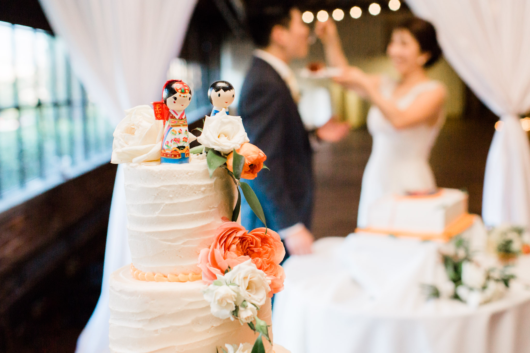 I just LOVED these Korean cake toppers. Photo by Summerour Wedding photographer, Rebecca Cerasani