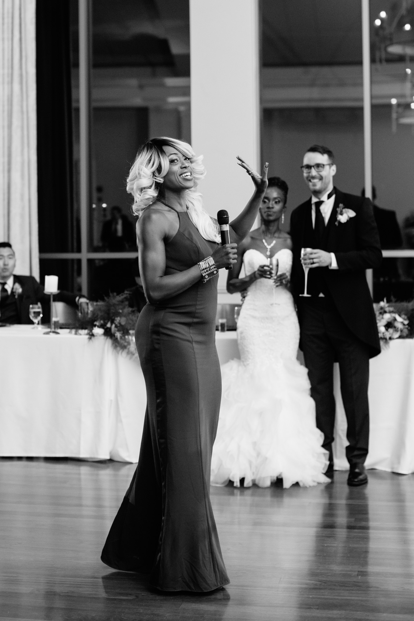 Atlanta History center wedding toast reactions. Real wedding emotion captured by Rebecca Cerasani