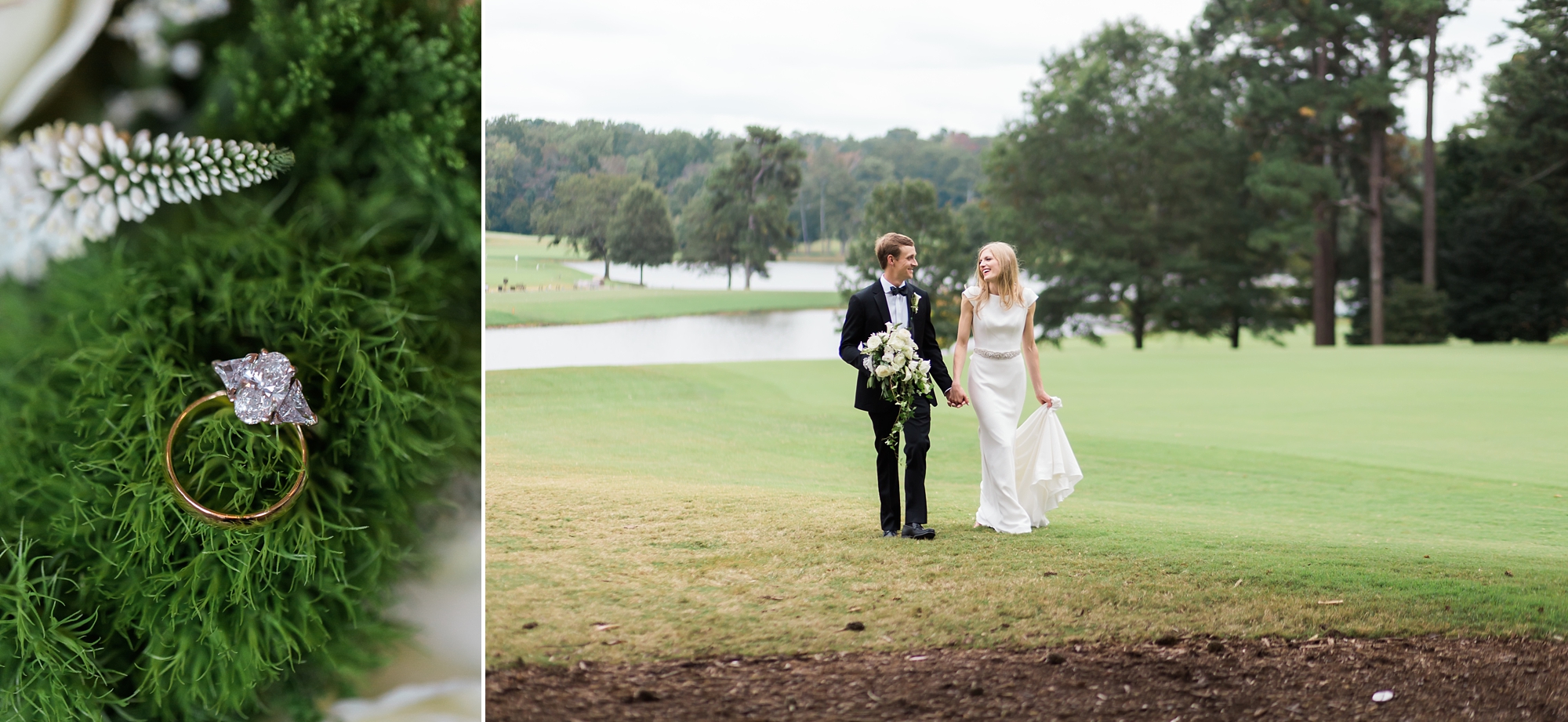 Bride and Groom Portraits at East Lake Golf Club by Top Atlanta Wedding Photographers Leigh and Becca