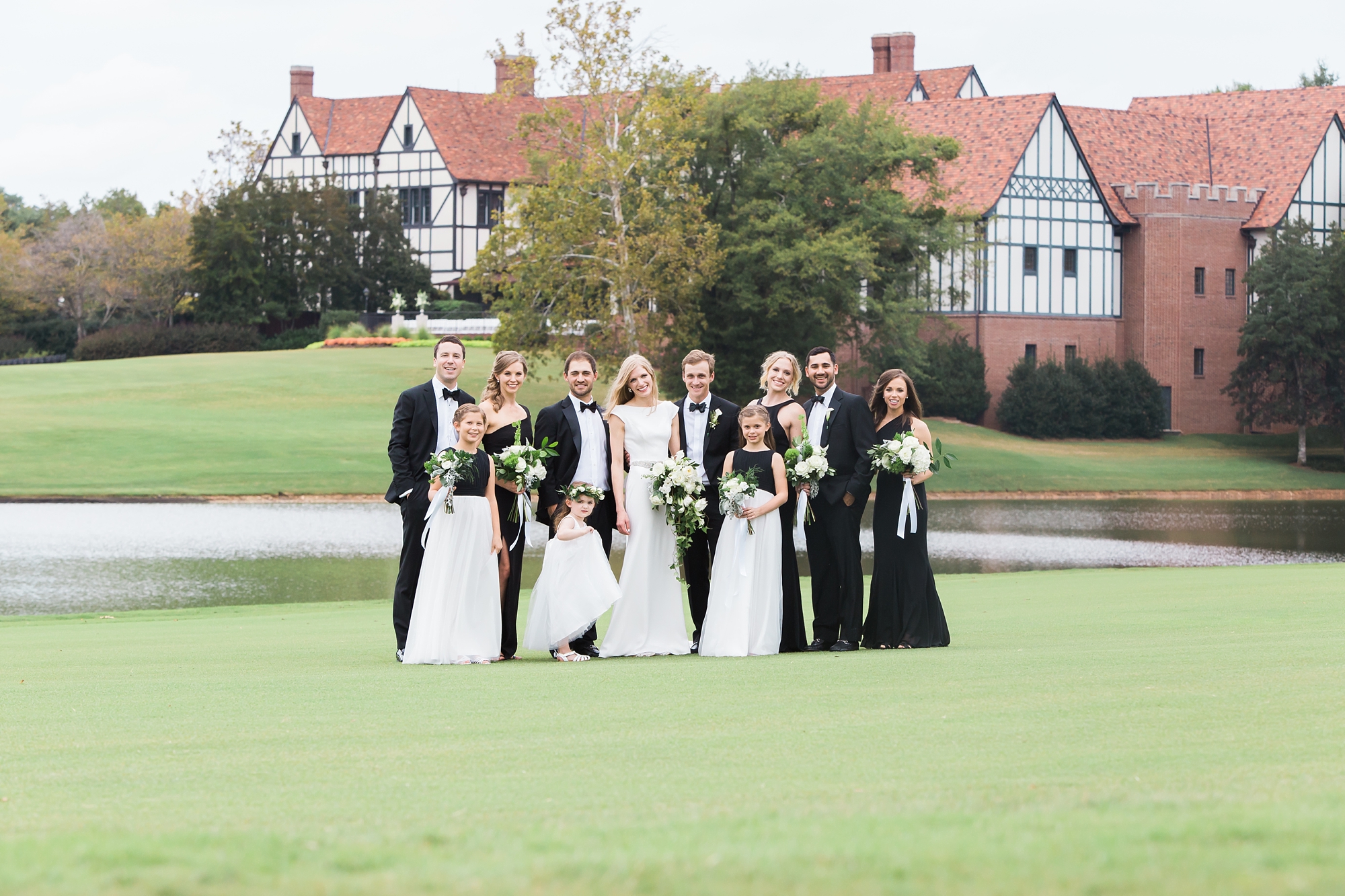 Black and White Bridal Party at East Lake Golf Club by Top Atlanta Wedding Photographers Leigh and Becca