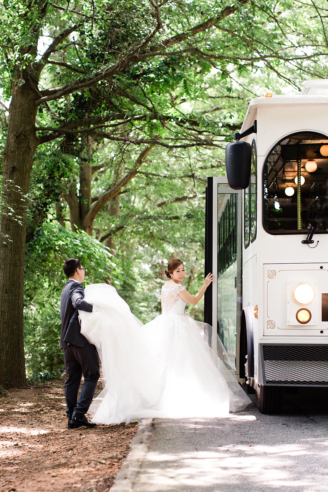 trolley bus for wedding_Photos by Rebecca Cerasani, Atlanta's premier engagement photographer