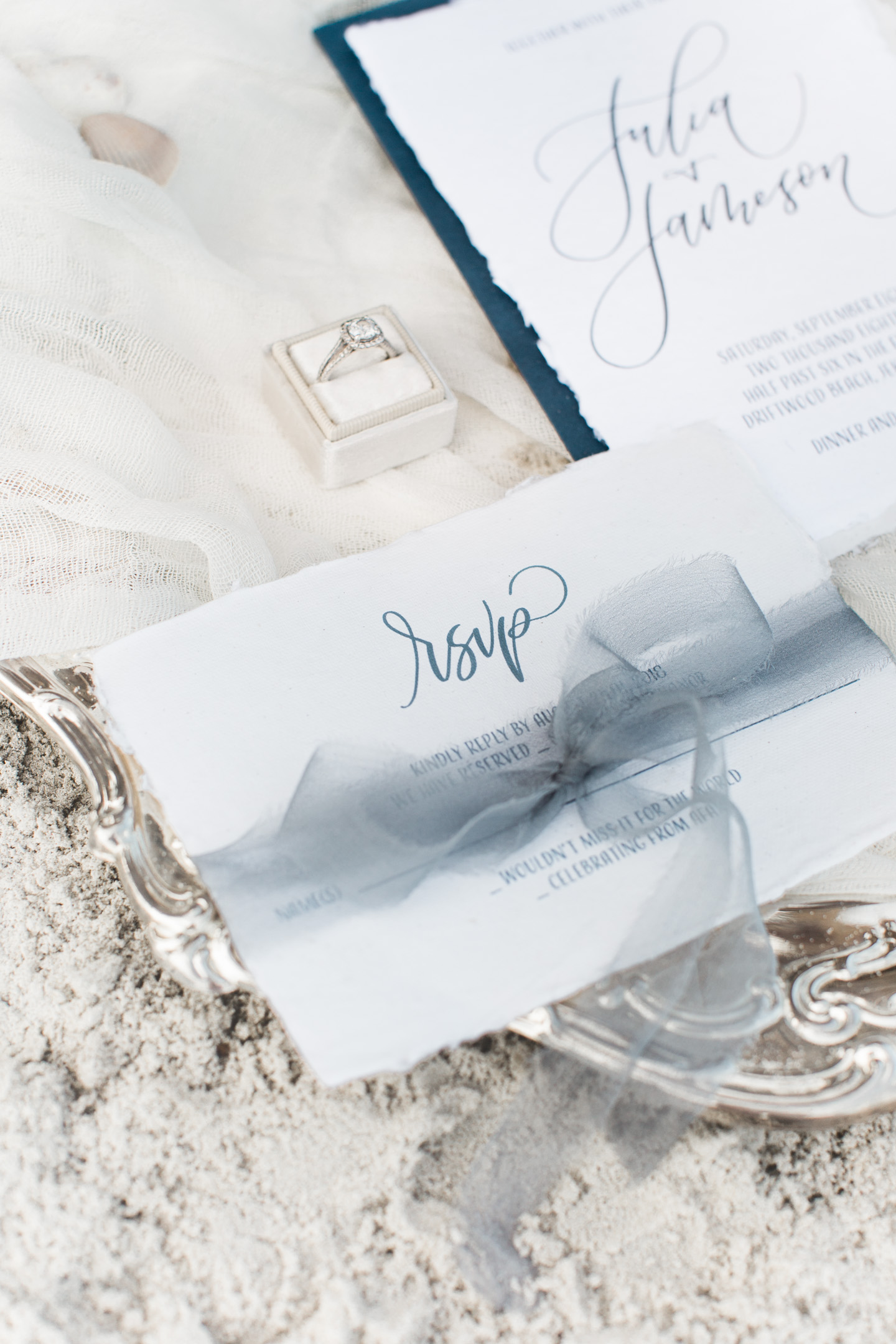 Spruce up your RSVP cards with ribbon from Frou Frou Chic.