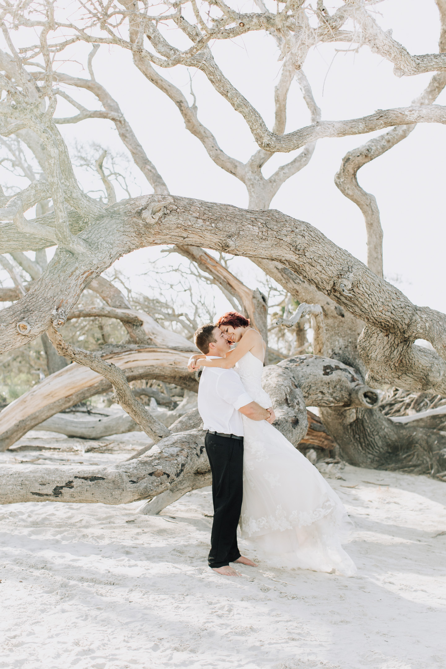 Romantic Driftwood Beach Wedding Photos