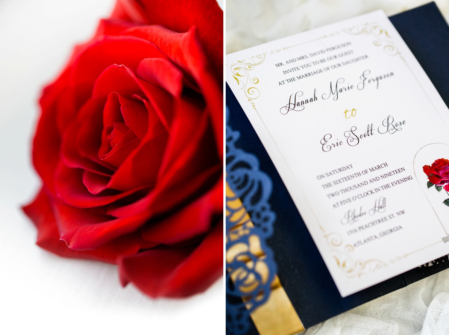 Beauty and the Beast inspired wedding invitations