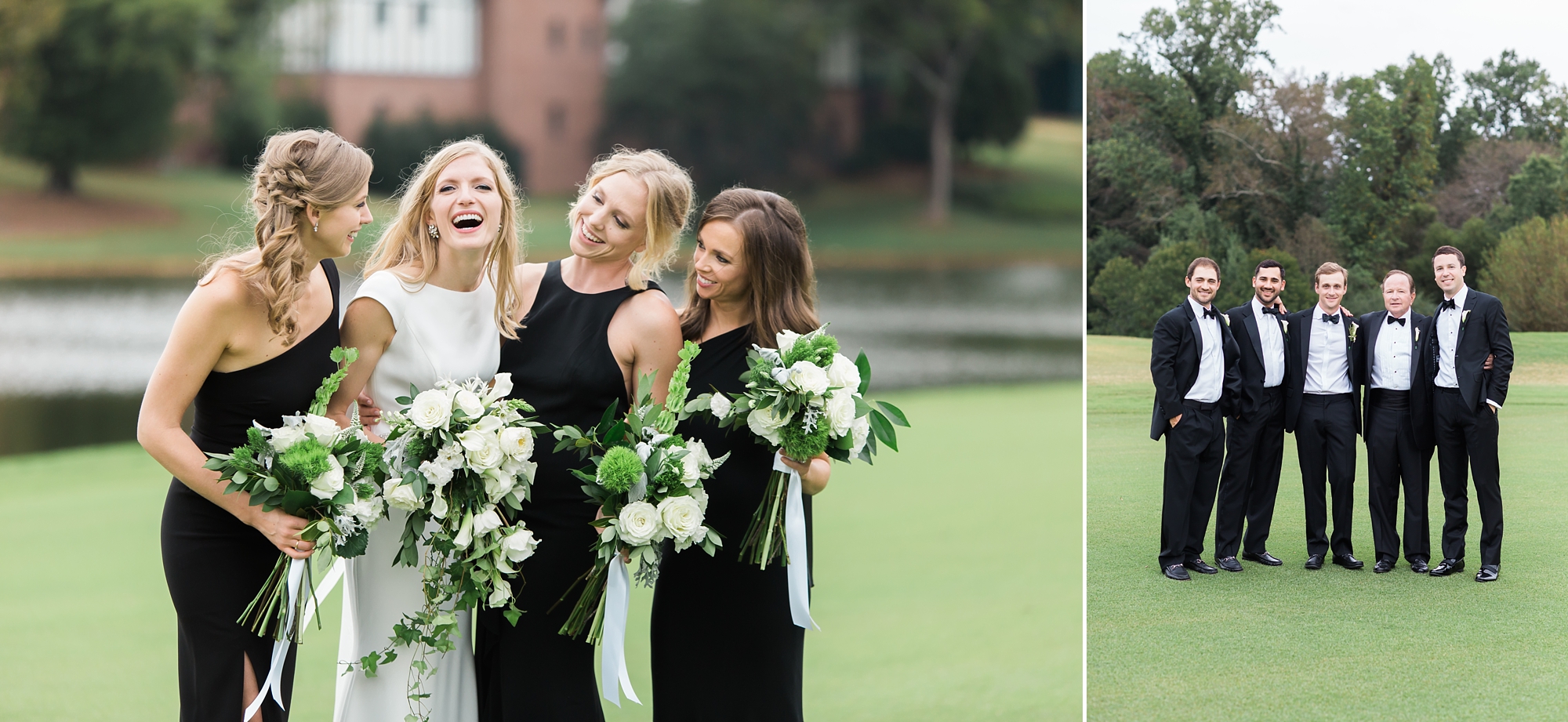 Black and White Bridal Party at East Lake Golf Club by Top Atlanta Wedding Photographers Leigh and Becca