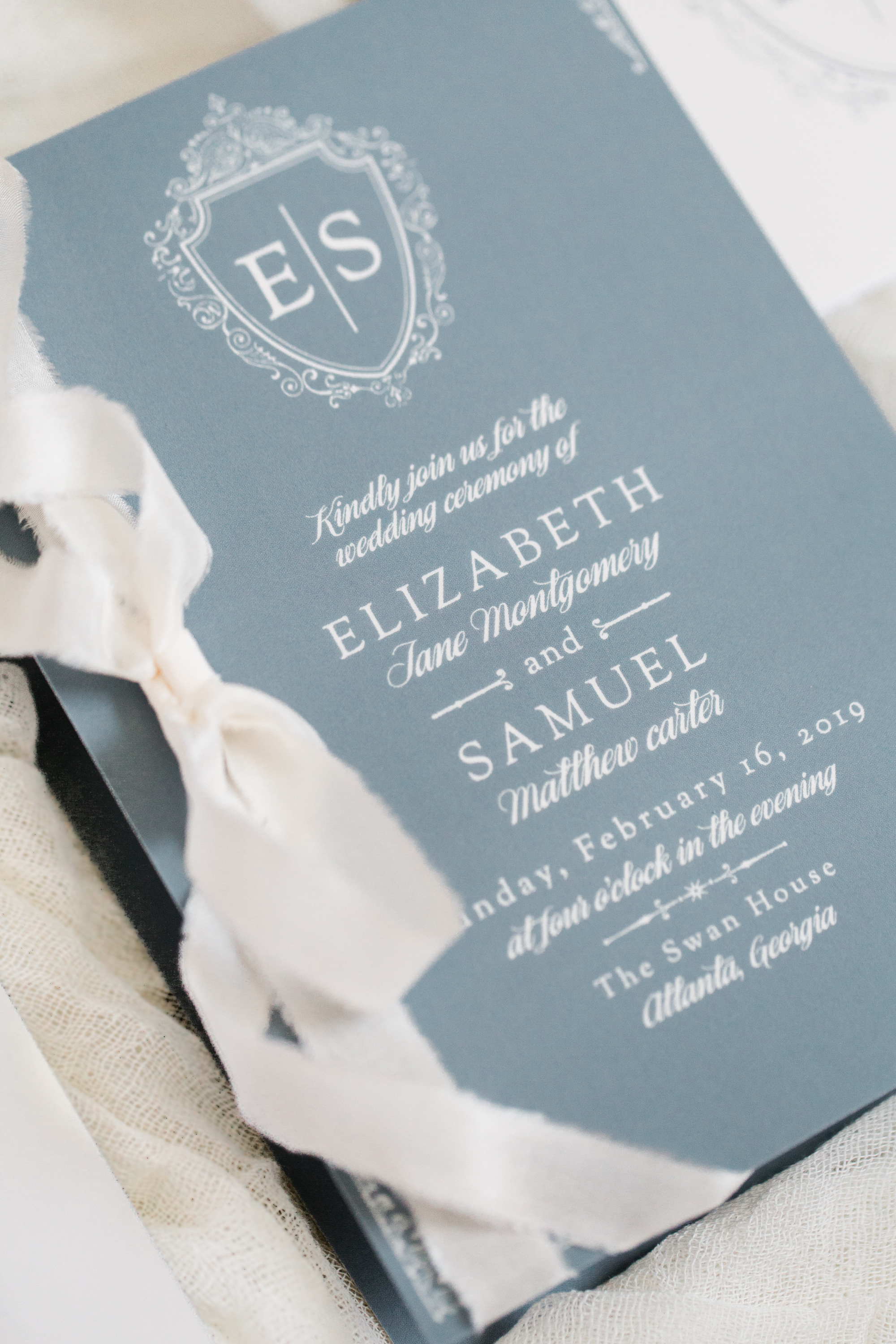 This ribbon from Frou Frou Chic adds the perfect amount of elegance to these Basic Invite Wedding Invitations.