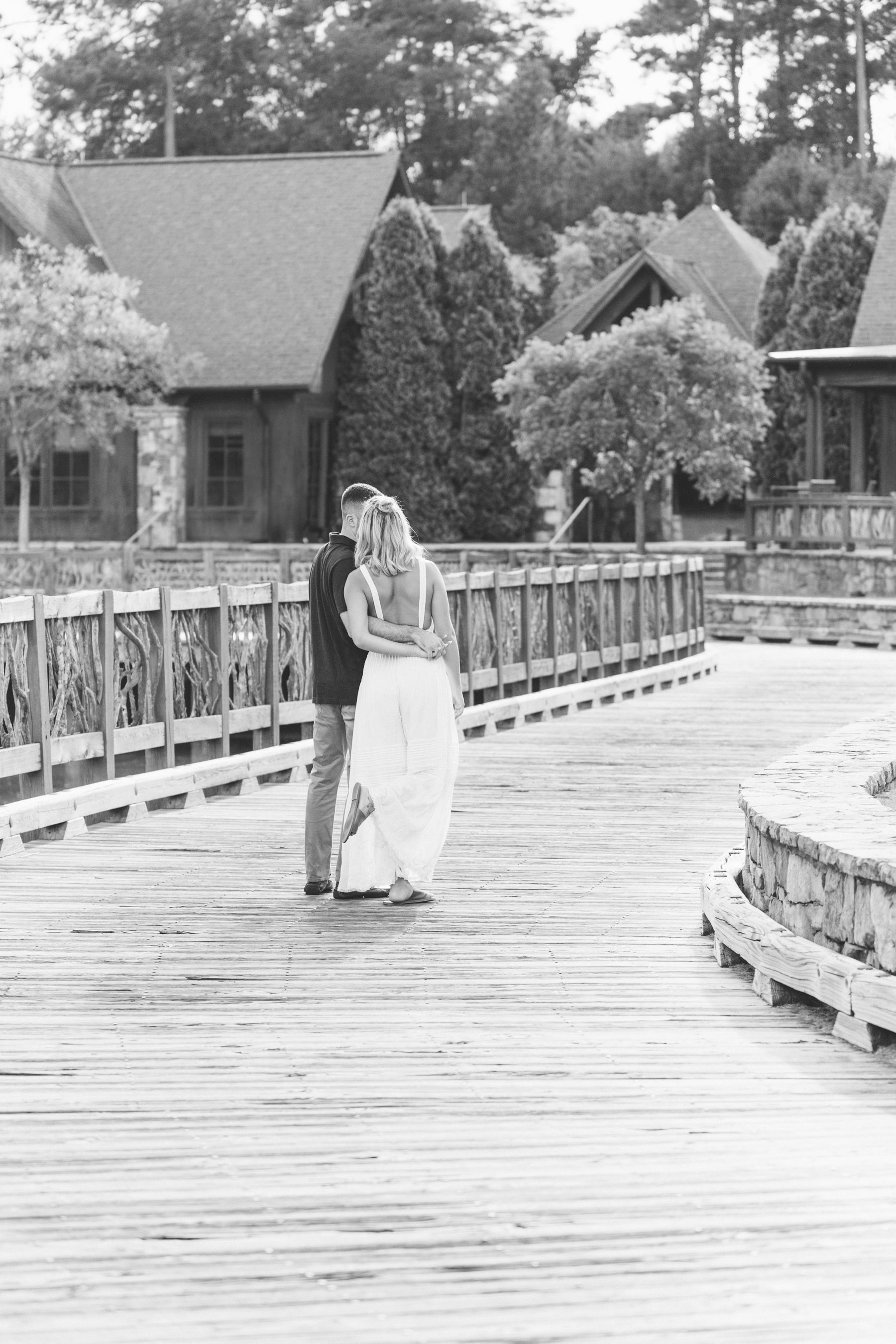 Flirty black and white engagement picture