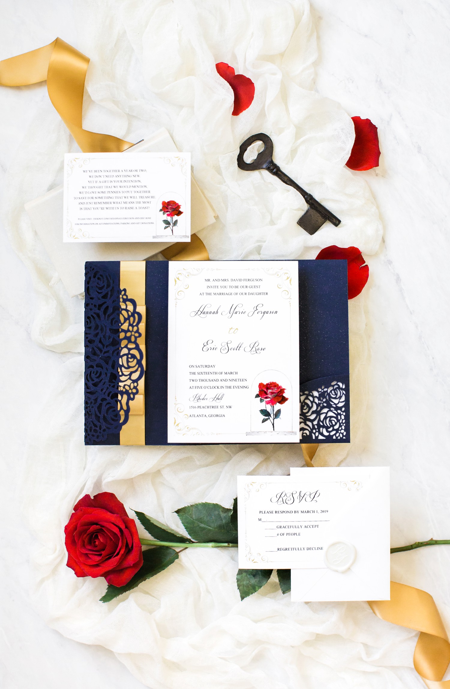 Beauty and the beast inspired wedding invitations